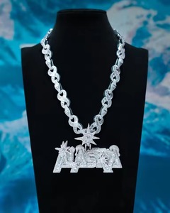 Luxury Moissanite Letter Name <b>Pendant</b> 925 <b>Silver</b> Rhodium Plated Iced Out Hip Hop Themed Charms Everyday <b>Initial</b> Letter <b>Pendant</b> - Product Image 1