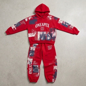 Ensemble de survêtement graphique pour femme, sweat à capuche oversize et pantalon de jogging, streetwear personnalisé en coton premium ONEAPEX, mode décontractée urbaine - Product Image 3