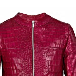 Chaqueta Bomber de Cuero Genuino Unisex, Estilo Vintage, Corte Ajustado, con Cuello Alto, Diseño de Parches con Estampado de Dibujos Animados, Impermeable - Product Image 2
