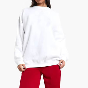 Sweat-shirt pour femmes en coton 100% avec col rond classique, tendance, en polaire d'hiver, taille plus, logo personnalisé imprimé, pour adultes - Product Image 1