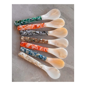 Cuillère artisanale en nacre avec manche en coquille, courte, de luxe, écologique, non toxique, vintage, décorative, pour servir des desserts, capacité de 10 ml - Product Image 4