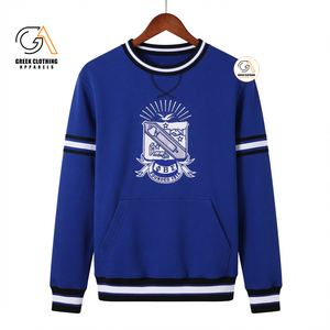 เสื้อสเวตเชิ้ตผู้ชายคอโอ ผ้าฟลีซอุ่นๆ สำหรับฤดูหนาว ลายพิมพ์ตราสัญลักษณ์หน้าเสื้อ ฟิ เบต้า ซิกมา ทรงปกติ สวมใส่สบาย 100% - Product Image 1