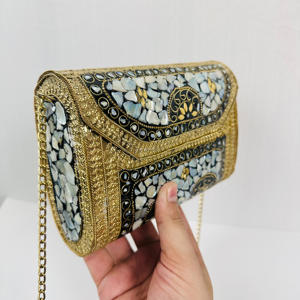 Bolso de Mano Tipo Clutch de Estilo Vintage Moderno, con Mosaico Metálico, Nuevo, Chapado en Oro, Pulido, con Piedras Decorativas, Estilo Antiguo y Elegante - Product Image 6