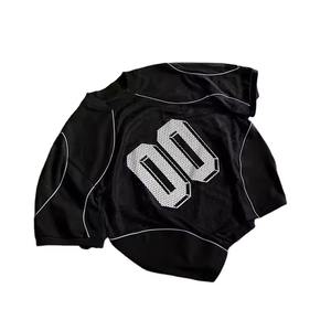 Camisetas de fútbol de malla para hombre, estilo oversize, cuello redondo, con franjas reflectantes, uniformes de fútbol, camisetas deportivas de malla para hombre - Product Image 1