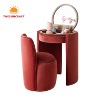 Escritorio de Maquillaje Moderno para Niñas - Mesa de Madera de Roble con Espejo y Silla, Ofertas Económicas
