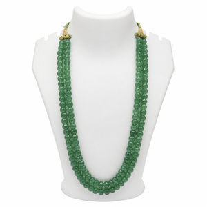 Collier Mala unisexe en perles de quartz fraise vertes à facettes, multirangs, en pierres précieuses, idéal pour les occasions festives - Product Image 2