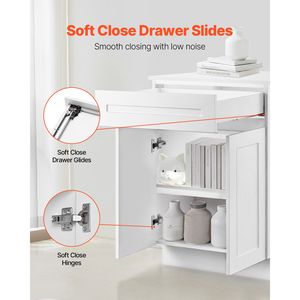 Mobile Base Bianco Shaker da 24 Pollici dal Design Moderno, Non Assemblato, 24" L x 24" P x 34.5" H, Pronto per il Montaggio - Product Image 3