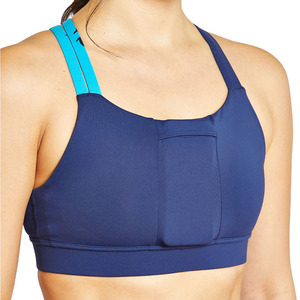 Sujetador deportivo acolchado transpirable para mujer con diseño de logo personalizado, soporte medio, espalda cruzada, 100% nailon, tipo top de yoga - Product Image 3