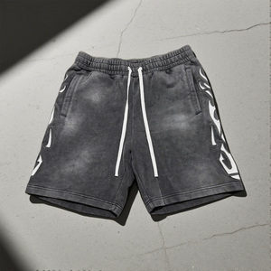 Ensemble 2 pièces OEM hiver respirant délavé à l'acide pour homme : sweat à capuche zippé et short de survêtement avec logo personnalisé sérigraphié sur le devant - Product Image 3