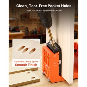 Kit per Fori a Scomparsa con Maniglia Girevole a 360° Regolabile, Misure da 1/2" a 1 1/2", Include 260 Viti e Morsetto a C per Lavorazione del Legno - Product Image 4