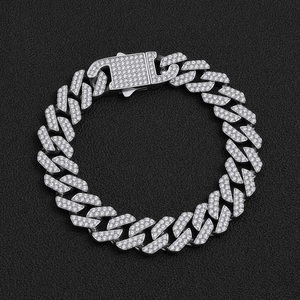 Bracelet gourmette cubaine en argent 925 plaqué or avec diamants de laboratoire, chaîne Miami Curb Iced Out pour homme, bijoux de luxe Hip Hop - Product Image 6