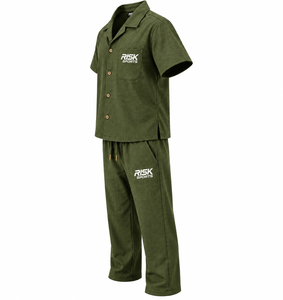 Conjunto Deportivo para Hombre, Camisa de Manga Corta con Botones y Pantalones con Cordón, Estilo Casual, Ligero, para Verano - Product Image 4