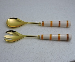 Modern Salad Server Set with Stainless Steel & Resin Construction Green Design Dishwasher <b>Safe</b> Eco-Friendly Salad <b>Tools</b> - Product Image 6