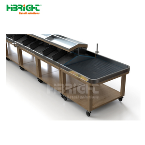 Exhibidor de Vegetales de Acero Inoxidable Personalizado, Estante Móvil para Productos de Supermercado, Góndola de Doble Cara para Comercialización Minorista - Product Image 6