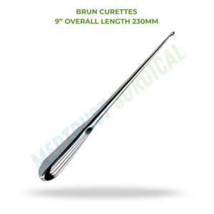 Curettes Brun 9 pouces 230 mm, instrument chirurgical neuro-spinal, outil orthopédique pour curettage osseux - Product Image 2