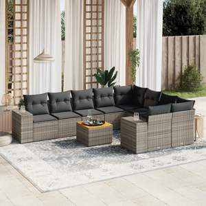 Grey Rattan Garden <b>Sofa</b> <b>Set</b> With Cushions Outdoor Furniture Contemporary Design - Product Image 1