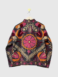 Veste en velours brodée de fleurs, col mandarin, manches longues, style Prairie Chic, vêtements d'automne pour femmes, grande taille - Product Image 3