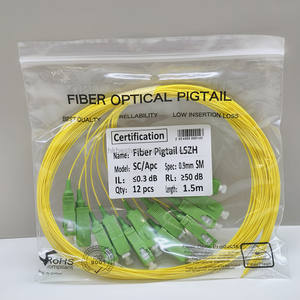 Cable de Fibra Óptica de 1.5m de Longitud, 0.9mm, Amarillo, Revestimiento LSZH, Monomodo, Conectores SC/APC, Pigtails para Panel de Conexión de Fibra Óptica ODF FTTH - Product Image 2