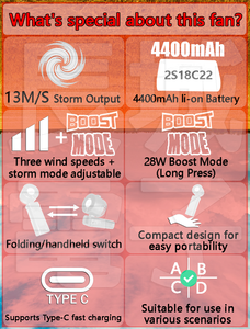 GongTian F30B Multifunctional Battery-Powered <b>Handheld</b> Foldable Outdoor Plastic <b>Fan</b> with English Display - Product Image 4