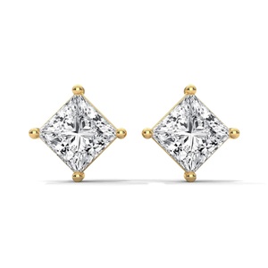 Boucles d'oreilles en Moissanite VVS en gros, classiques, à 4 griffes, taille princesse, en argent sterling 925, plaqué or 10K, certifiées IGI, pour femmes - Product Image 1