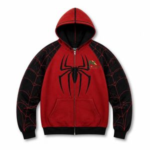 Sudadera con capucha y cremallera con estampado de telaraña personalizado para hombre, chaqueta gráfica estilo streetwear, sudadera estilo cómic - Product Image 2
