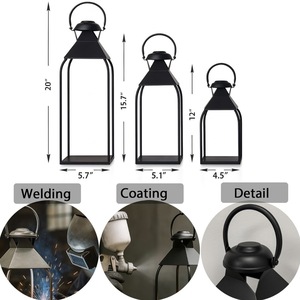 Wholesale Trending Style <b>Black</b> Metal Candle Pillar Holder <b>Lanterns</b> for Home and Events Decorations - Product Image 4