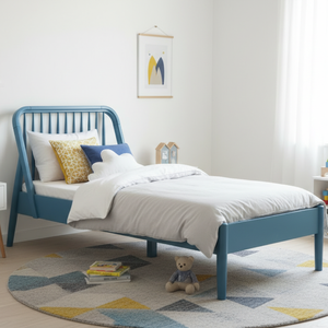 Cama Infantil Moderna de Madera Maciza en Color Azul para Niños y Bebés, Estilo Rústico para Dormitorio, Sala de Estar o Apartamento - Product Image 4