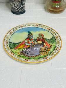 Placa de mármol Makrana hecha a mano, Radha Krishna blanca de la India, artesanías de piedra semipreciosa con toque decorativo - Product Image 5