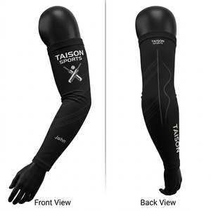 Manguitos de Cricket para Mujer, 180 GSM, Tela de Poliéster y Spandex de Alta Elasticidad, Color Negro, Ligeros, Compresión, Diseño Personalizado por Sublimación - Product Image 1