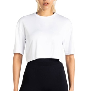 Custom Women's Eco-Friendly Heavyweight 100% Cotton Boxy Tee Shirt Oversized Drop Shoulder Loose Fit Quick Dry Breathable Crop - Product Image 1
