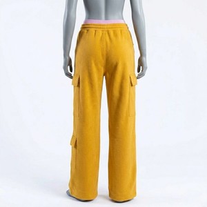 Premium Yellow Cargo Sweatpants Elastic Waist <b>Drawstring</b> Wide Leg Casual Utility Pants Relaxed Fit Streetwear Lounge <b>Trousers</b> - Product Image 5