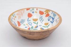 Tazón Decorativo de Madera de Mango Hecho a Mano con Diseño Geométrico Esmaltado en Negro, Tazón para Servir, Tazón de Madera Rústico para Frutas - Product Image 4