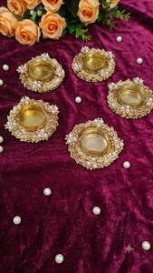 Portavelas de Metal con Perlas Hechas a Mano de Lujo para Diwali, Bodas, Decoración del Hogar, Regalo de Boda, Portavelas Diya, Recuerdo de Inauguración de Casa - Product Image 6
