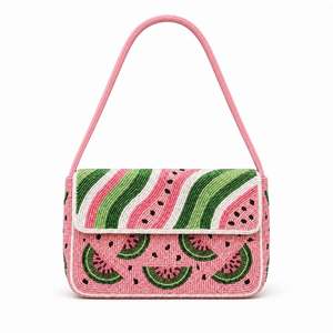 Handmade Watermelon Beaded Bohemian Style Lightweight Eco-Friendly Shoulder Bag Fruit-Inspired Statement <b>Purse</b> <b>Cute</b> Summer - Product Image 2