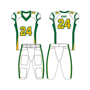 Ensemble de maillots de football personnalisés blanc, vert, jaune, col en V, sans manches, respirant, uniformes pour adultes avec bordure contrastée - Product Image 1