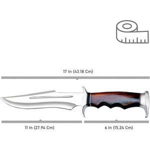 Couteau de survie et de chasse en acier Damas de haute qualité, fabriqué à la main, avec manche en bois et étui en cuir, couteau Bowie DIY OEM - Product Image 5