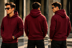 Sudadera con Capucha Color Borgoña para Hombre, 400 GSM, Corte Regular, 100% Algodón, Diseño con Bolsillo, Ropa Casual de Invierno - Product Image 5
