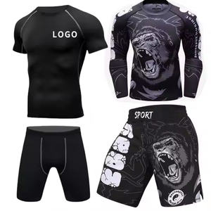 Ensemble personnalisé de t-shirt, pantalon et short de Jiu Jitsu pour hommes, vêtements de sport Muay Thai MMA UFC Boxe BJJ, logo sur le devant, respirant - Product Image 2