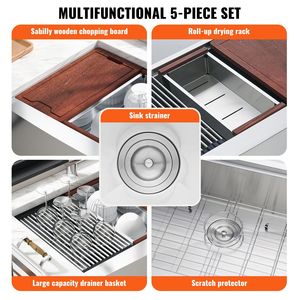 Accessori per Lavello da Cucina Stile Rustico in Acciaio Inox 304, Vasca Singola a Incasso per Villa, Laboratorio, Uso Domestico - Product Image 2