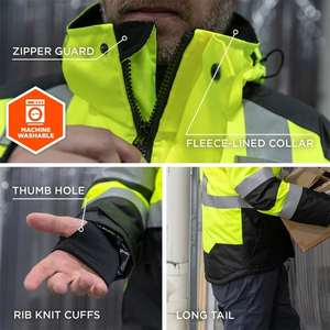 Men's Winter Security Work <b>Jacket</b> Reflective Coat For <b>Workers</b> In Mechanic Industries Related Safety Work <b>Jacket</b> - Product Image 4