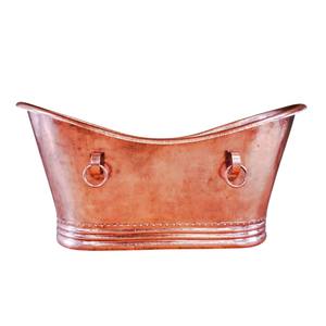 Bañera de cobre macizo pulido hecha a mano, independiente, con diseño antiguo, para el hogar, hotel, muebles de baño. - Product Image 2