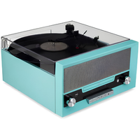 Tocadiscos de Vinilo Todo en Uno con Reproductor de CD, Radio FM, Bluetooth, Entrada Auxiliar y Puerto USB para Grabación Digital