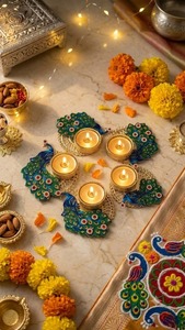 Wholesale Handcrafted Eco-Friendly Peacock Metal <b>Tealight</b> <b>Candle</b> Holders Sets Traditional Indian Festival Diwali Diya Decor Bulk - Product Image 6