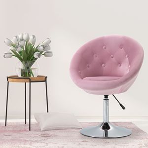 Sedia Girevole Moderna con Telaio Cromato e Seduta Imbottita Rotonda, Rosa, per Trucco e Vanità, con Altezza Regolabile per Soggiorno e Camera da Letto - Product Image 2