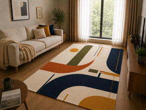 Tapis en laine tufté à la main de style Bauhaus moderne, motif géométrique abstrait, tapis de luxe pour salon et chambre, taille personnalisée - Product Image 2