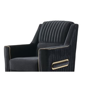 Sedia Melody Rivestita in Velluto Nero, Design Moderno e Contemporaneo con Legno e Ferro per Soggiorno - Product Image 2