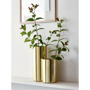 Vases cylindriques en laiton doré brillant de luxe, style nordique, pour centre de table de mariage, hôtel, salon, décoration de table - Product Image 1