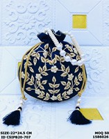 Sacs à main Potli de mariée en soie brodée haut de gamme, sacs cadeaux ethniques traditionnels pour femmes, doublure en coton, multifonctionnels