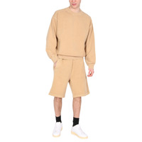 Conjunto de Sudadera y Pantalones Cortos de Felpa 100% Algodón para Hombre, Transpirable, Casual, Estampado por Transferencia Térmica, Tejido de 280g