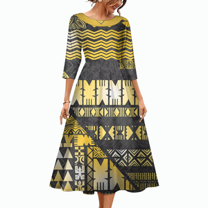Robe formelle pour femme, style designer, imprimé Sia, jupe personnalisée, motif tribal polynésien Samoa, décontractée, grande taille - Product Image 3
